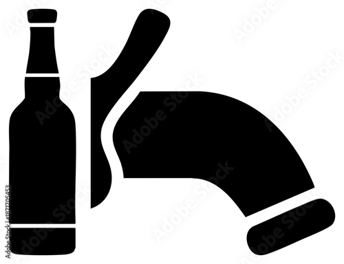 Beer Bottle and Faucet Pouring Draft Beer