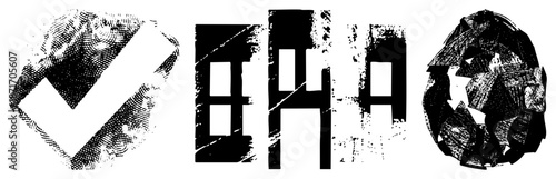 Abstract Geometric Shapes in Halftone Texture Vector Art