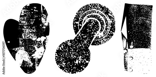 Vintage Halftone Graphic Symbols with Textured Grunge Effects