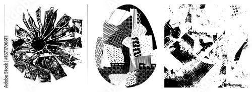 Abstract Geometric in Black and White Vector Art