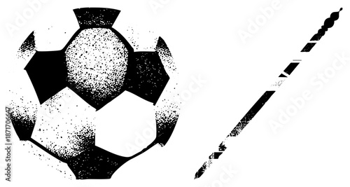 Classic Soccer Ball and Football Boot in Halftone Vector Design