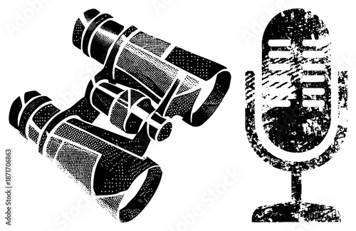 Vintage Film Camera and Microphone Recording Equipment