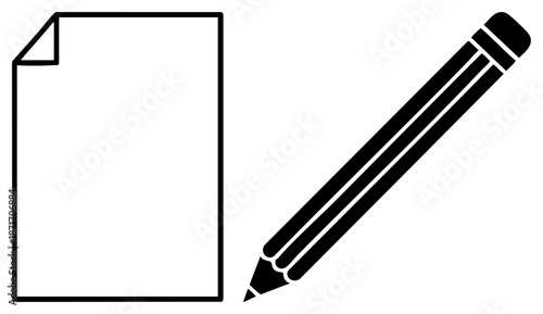 Blank Document Sheet with Pencil for Writing or Drawing