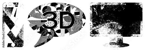 Bold 3D Text Logo with Geometric Background