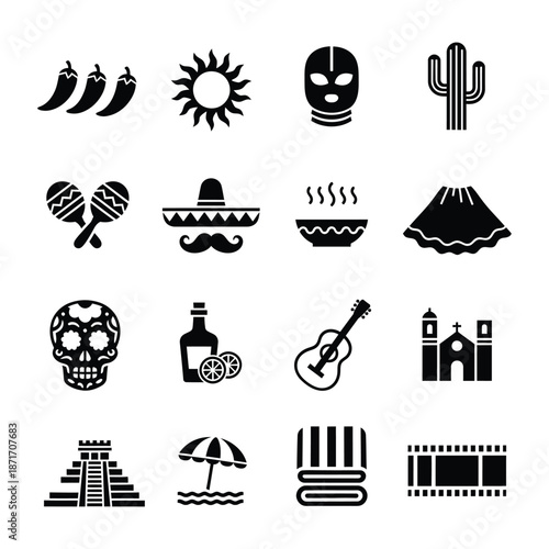Mexican Culture Icons: A Vibrant Collection of Vector Illustrations