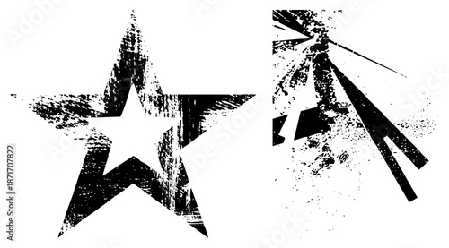 Grunge Textured Star and Abstract Explosion Graphic Elements