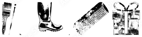 Vintage Art Tools and Everyday Objects in Grunge Vector Style