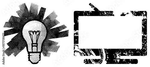 Vintage Halftone Lightbulb and Set