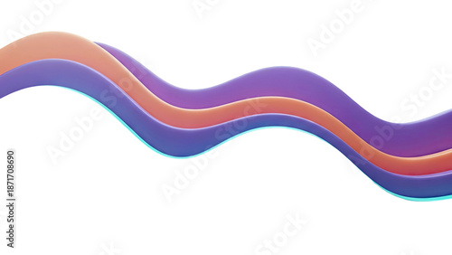 Abstract Wavy Ribbons in Purple, Orange, and Teal