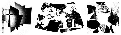 Abstract Geometric Fragmented Halftone Composition