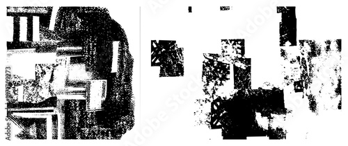 Abstract Geometric Shapes in Halftone Dot Design