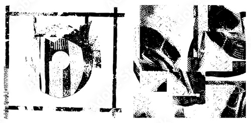 Abstract Geometric Shapes in Halftone Dot Design