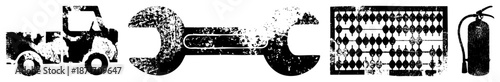 Tools and Equipment Symbols in Grunge Style