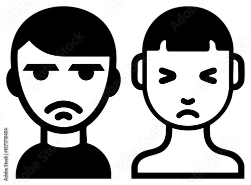 Two Angry Men with Frowning Faces in Minimalist Vector Style