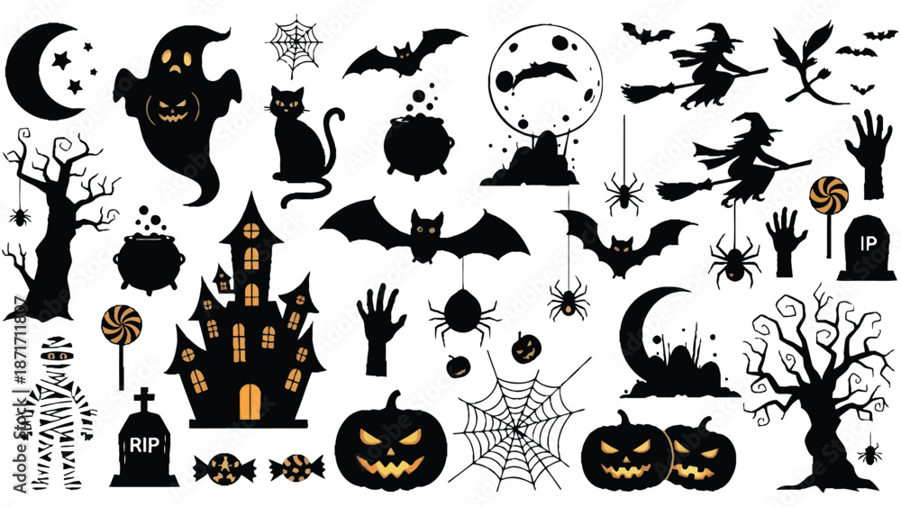 Obraz premium Halloween icons and symbols