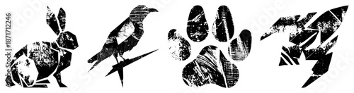 Stylized Animal Silhouettes with Textured Geometric