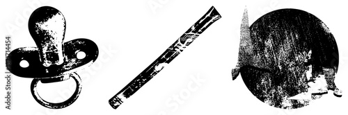 Vintage Pacifier, Vintage Pipe, Vintage Helmet Grunge Vector Set