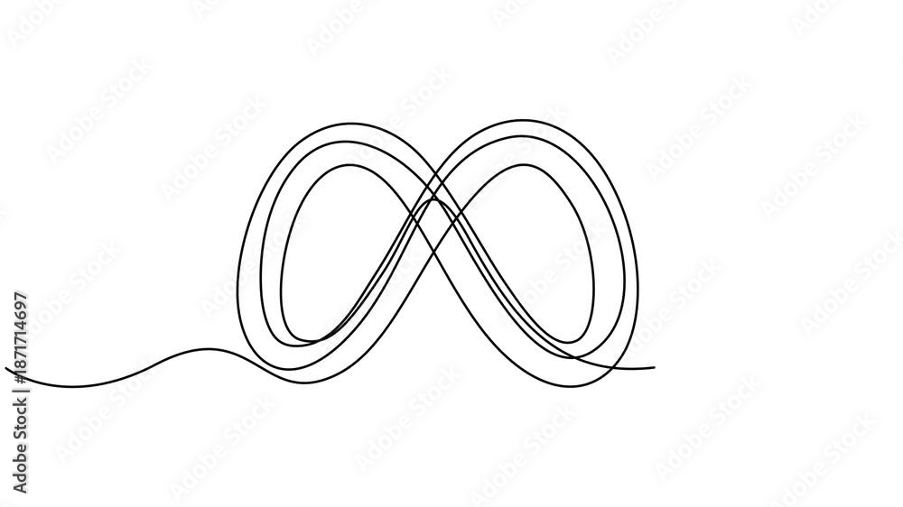 Infinite Drawing Example Infinity sign mark one line art animation, hand drawn unlimited ...