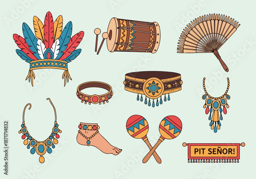 Exotic Accessory Collection Vibrant Jewels and Instruments