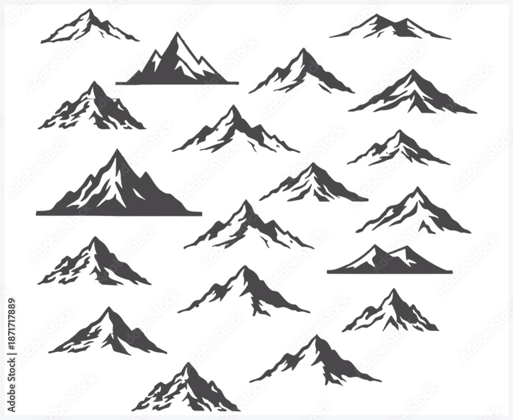 Obraz premium Collection of various mountain silhouettes in different shapes and sizes
