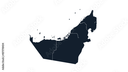 Map of United Arab Emirates country outline on an isolated white background.