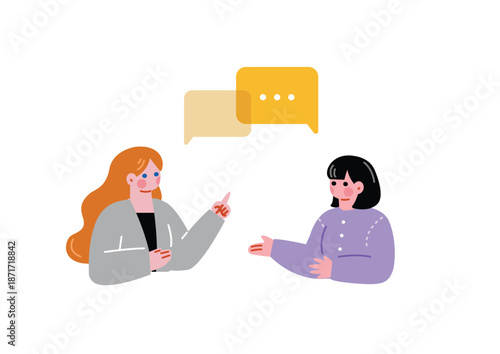 欧米人女性と英語で会話する日本人女性