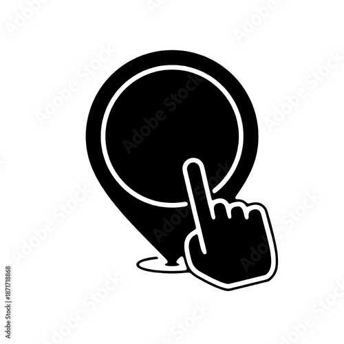 Touch screen click button icon in solid black style. Perfect for mobile apps, UI UX design, websites, and digital interfaces.