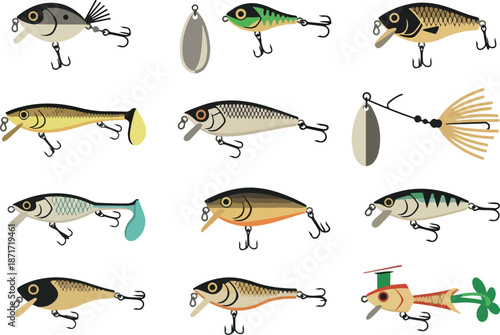 Collection of Fishing Lures Variety of Baits for Angling