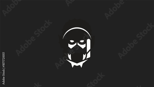 Intriguing white silhouette of a masked figure against a dark background, mysterious and captivating.