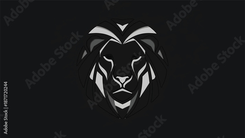 Elegant lion head logo design with geometric shapes and a modern aesthetic.