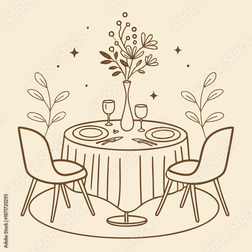 vector illustration of a dinner