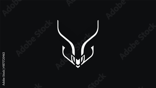 Elegant minimalist logo design featuring a stylized antelope head silhouette in white.