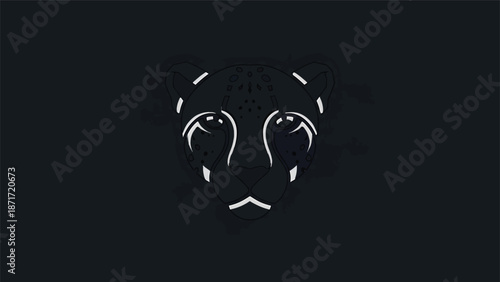 Minimalist panda face outline on a dark background, simple and elegant design.