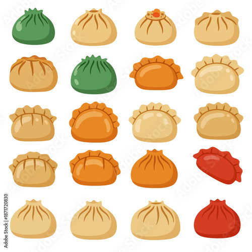 Collection of Various Dumplings and Wontons.