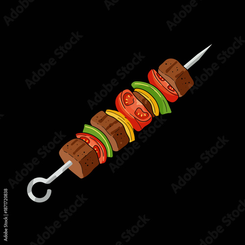 Colorful Vegetable and Meat Skewers.