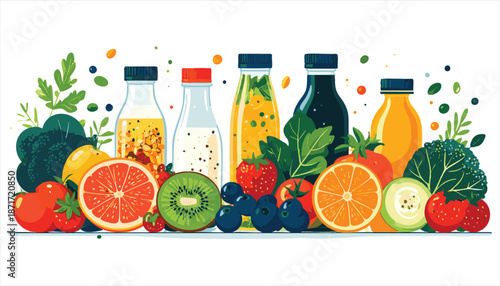 vector Assorted Fruits and Berries Illustration