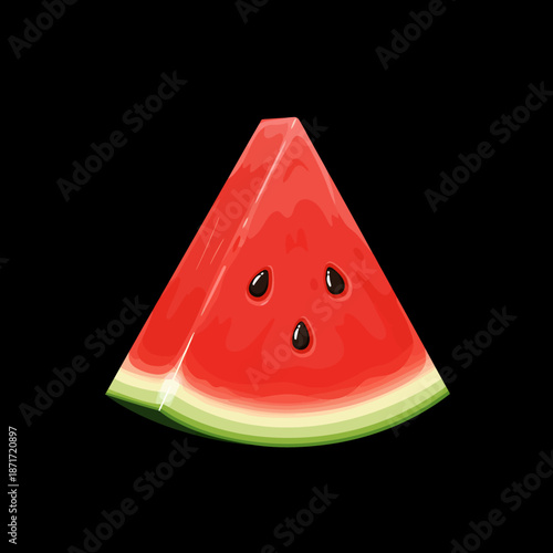 Fresh Watermelon Slice with Black Seeds.