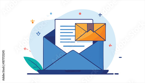 vector Blue Envelope with Letters and Envelopes