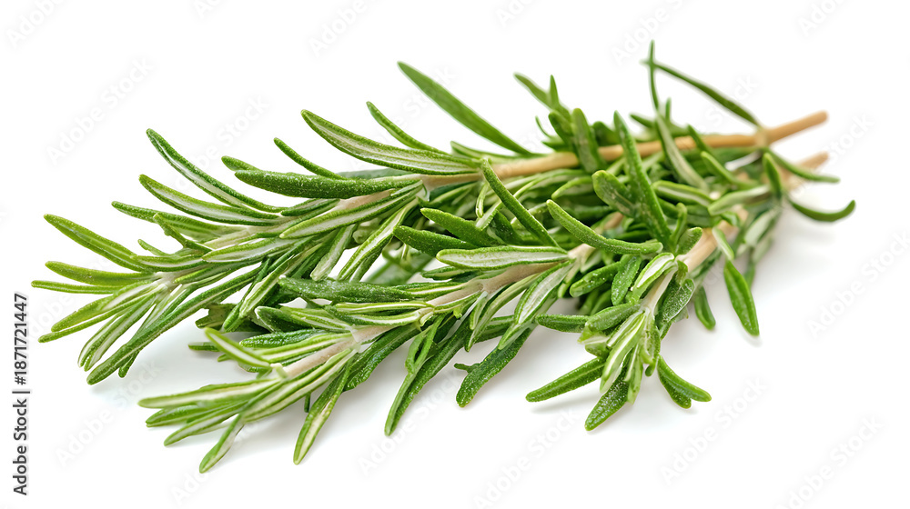 Fototapeta premium Fresh Rosemary Sprigs Isolated On A Clean White Background 