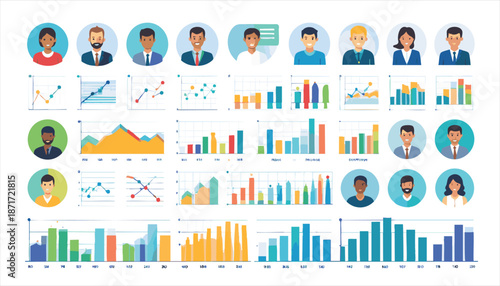 vector Business Infographics with Charts and Graphs