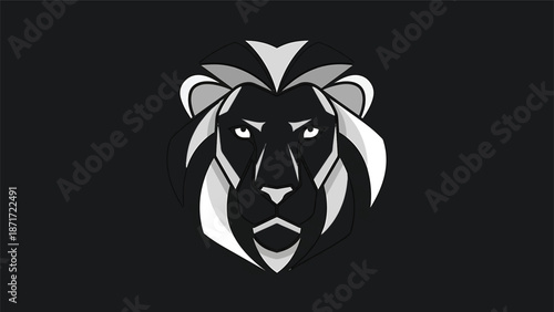 Majestic Lion Head Silhouette - A Powerful Symbol of Strength and Pride.