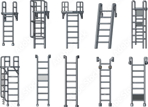 Assortment of Metal Ladder Designs for Various Industrial Applications