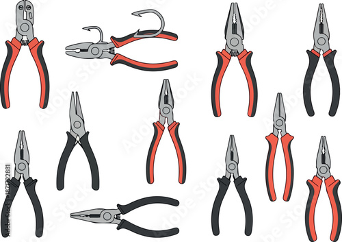 Collection of Pliers Hand Tools for Gripping, Cutting, and More