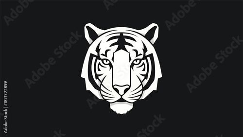 Majestic tiger face illustration, showcasing the animals powerful gaze and intricate details.
