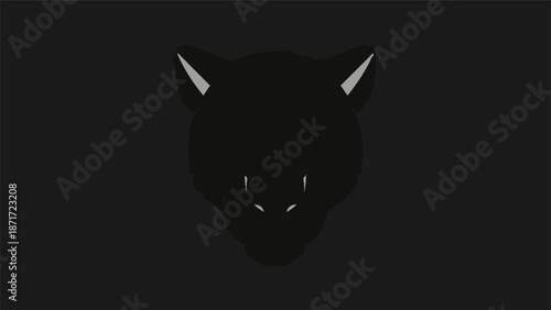 Silhouette of a rhino head against a dark background, minimalist design.