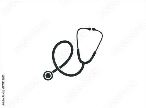 Stethoscope icon vector, diagnostic symbol, flat vector sign isolated on white background