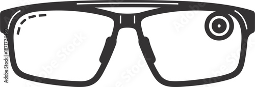 Black and white of glasses with one eye visible eyeglasses spectacles