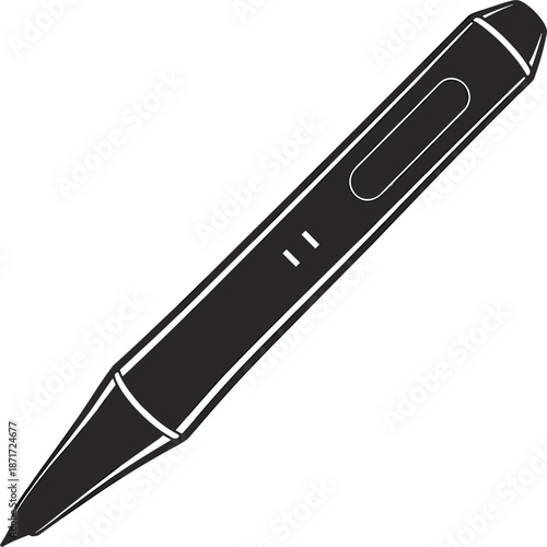 Black digital pen with white outlines on white background stylus