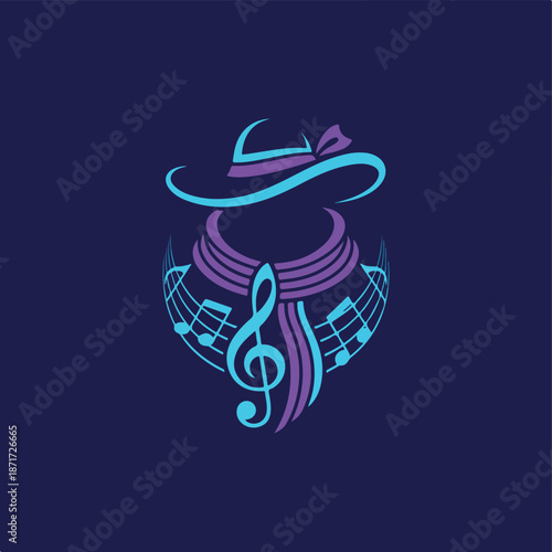 Musical Hat and Scarf Illustration