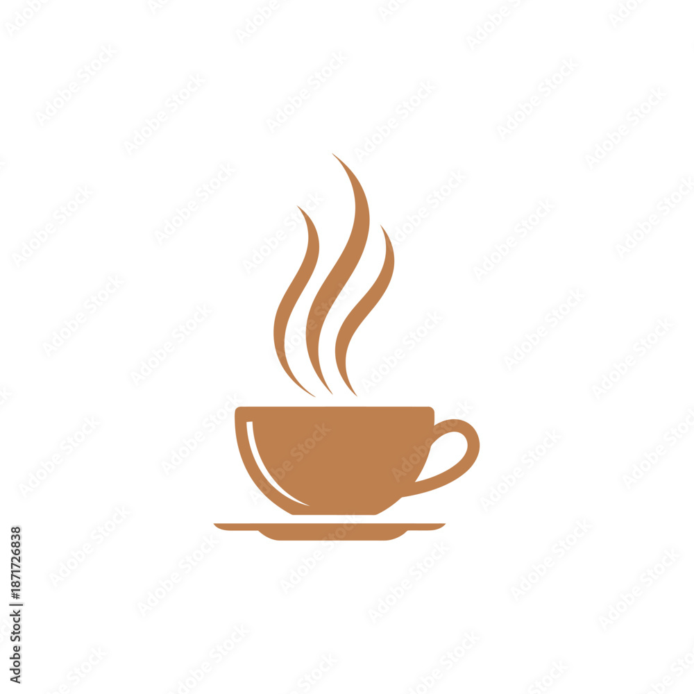 Fototapeta premium Stylized Coffee Cup with Rising Steam Illustration.
